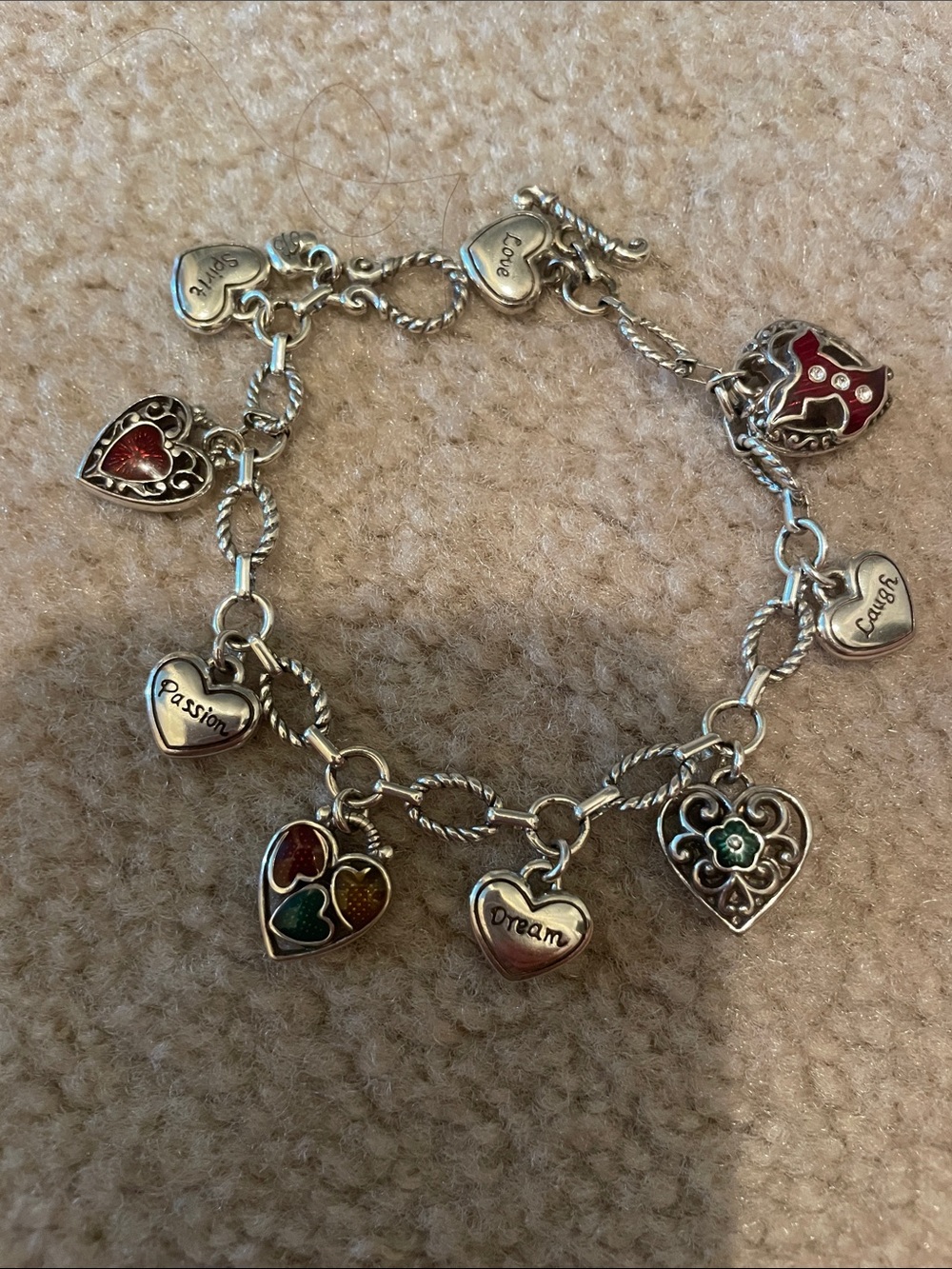 Brighton Heart Charm Bracelet with Red and Multicolor Accents
